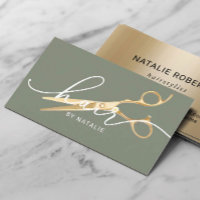 Haar Stylist Gold Schere Sage Green Beauty Salon