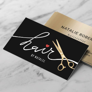 Haar Stylist Gold Schere Schönheitssalon Schwarz G Visitenkarte