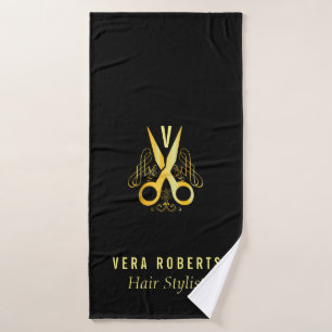 Haar Stylist Gold Scissor & Beauty Salon Luxus Badehandtuch
