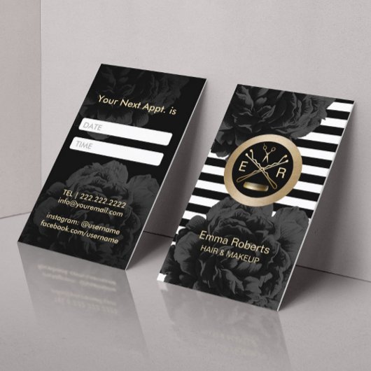 Haar Stylist Gold Scissor & Comb Ernennung Terminkarte