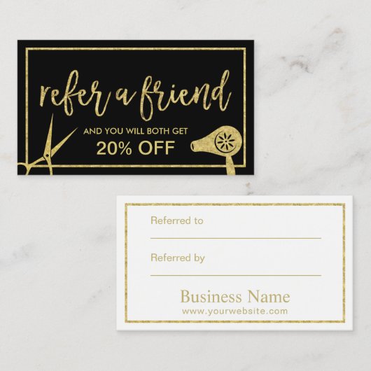 Haar-Stylist-Gold Scissor u. trockenere Empfehlungskarte (Vorne/Hinten)