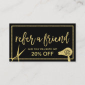 Haar-Stylist-Gold Scissor u. trockenere Empfehlungskarte (Vorderseite)