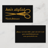 Haar-Stylist - Gold Scissors mit schwarzem Visitenkarte (Vorne/Hinten)