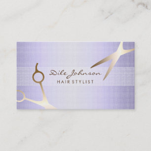 Haar-Stylist-GoldGlitzer-Saal-Leinen-Lavendel Visitenkarte