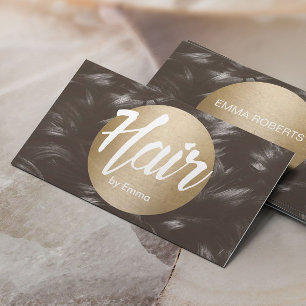 Haar-Stylist-Goldkreis-Brown-Haar-Hintergrund Visitenkarte