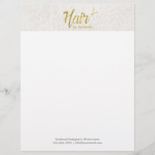 Haar-Stylist-Goldskript-elegantes Leinen Briefkopf
