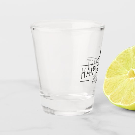 Haar-Stylist-Haarschnitt Scissors Monogramm Schnapsglas (Links)