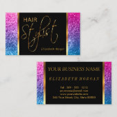 Haar-Stylist im bunten Glitzer Visitenkarte (Vorne/Hinten)