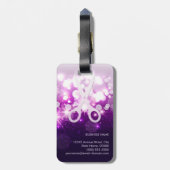 Haar-Stylist-lila funkelnd und Glitzer-Scheren Gepäckanhänger (Rückseite vertikal)