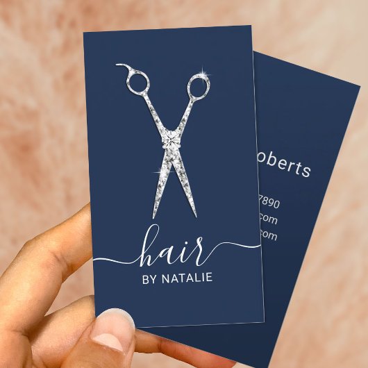 Haar Stylist Luxury Schere Schönheitssalon Navy Bl Visitenkarte