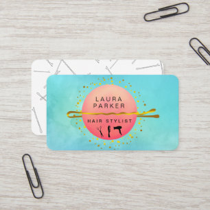 Haar Stylist Makeup Artist Salon Aquamarin Blue Visitenkarte