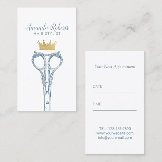 Haar-Stylist-Marine Scissor u. Terminkarte (Vorne/Hinten)