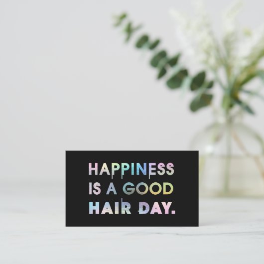 Haar Stylist Moderne Typografie Rainbow Black Visitenkarte (Stehend Vorderseite)