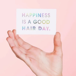 Haar Stylist Moderne Typografie Rainbow Foil White Visitenkarte