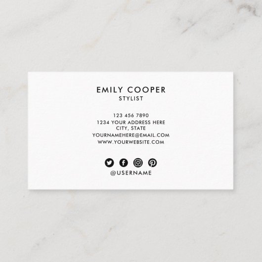 Haar Stylist Moderne Typografie Rainbow Foil White Visitenkarte (Rückseite)