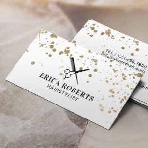 Haar-Stylist-moderner GoldSpritzer-Friseur Visitenkarte