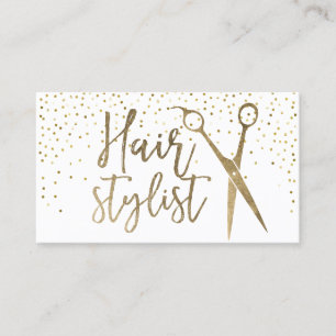 Haar-Stylist-modernes Gold Scissor Typografie Visitenkarte