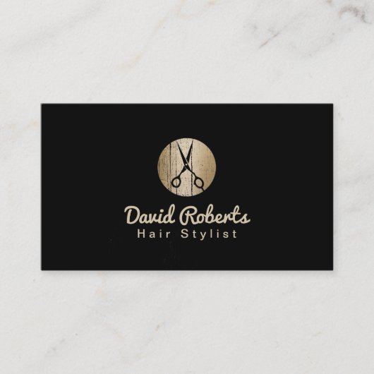 Haar-Stylist-modernes Schwarzes u. Goldhaar-Salon Visitenkarte (Vorderseite)