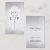 Haar-Stylist-modernes Silber Scissor Visitenkarte (Vorne/Hinten)