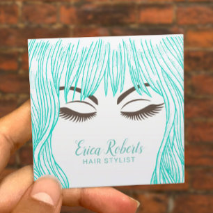 Haar-Stylist-niedlicher aquamariner Quadratische Visitenkarte