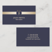 Haar-Stylist-nobles Blau u. Gold modern Visitenkarte (Vorne/Hinten)