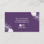 Haar Stylist Peacock Schere Lila Beauty Salon Visitenkarte (Rückseite)