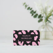 Haar Stylist Pink Leopard Print QR Code Visitenkarte (Stehend Vorderseite)