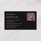 Haar Stylist Pink Leopard Print QR Code Visitenkarte (Rückseite)