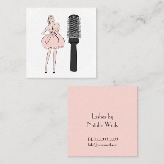 Haar-Stylist Quadratische Visitenkarte (Vorne/Hinten)