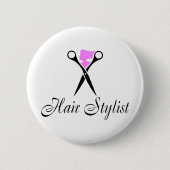 Haar-Stylist (Rosa/Scheren) Button (Vorderseite)