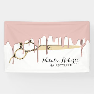 Haar-Stylist-Rosen-Goldbratenfett-Gold Scissor Banner