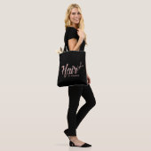 Haar-Stylist-Rosen-Goldskript-Haar-Salon-Schwarzes Tasche (Am Model)