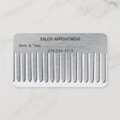 Haar-Stylist-Salon-moderner Metallplatin-Kamm Terminkarte (Rückseite)