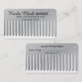 Haar-Stylist-Salon-moderner Metallplatin-Kamm Terminkarte (Vorne/Hinten)