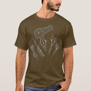 Haar Stylist Salon Schürze Kristall Schere Comb T-Shirt