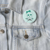 Haar-Stylist-Schädel u. Scissor gekreuzte Knochen Button (Beispiel)