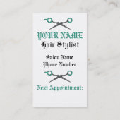 Haar-Stylist-Schädel u. Scissor gekreuzte Knochen Terminkarte (Rückseite)
