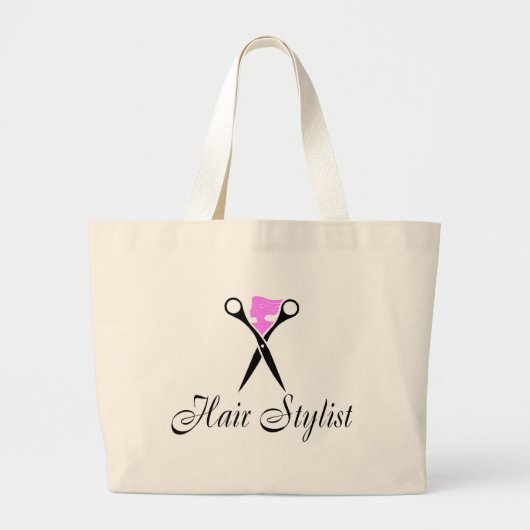 Haar-Stylist (Scheren/Rosa) Jumbo Stoffbeutel (Vorne)