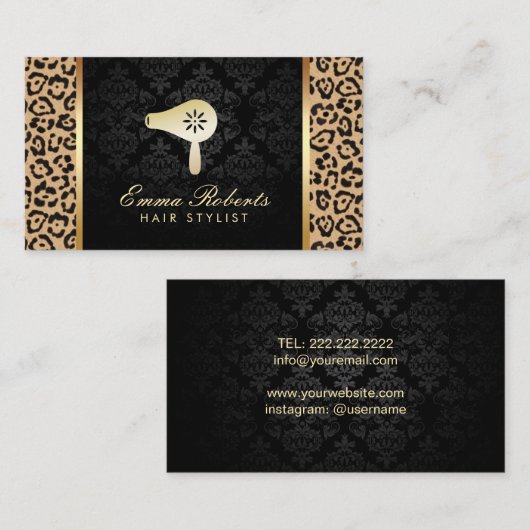 Haar-Stylist-Schlag-Trockner-Logo-moderner Visitenkarte (Vorne/Hinten)