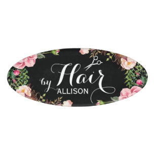 Haar-Stylist-Schönheits-Salon-schönes Blumen her Namenschild