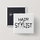 Haar-Stylist-Schwarzes mit Scheren Button (Vorne & Hinten)