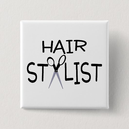 Haar-Stylist-Schwarzes mit Scheren Button (Vorderseite)