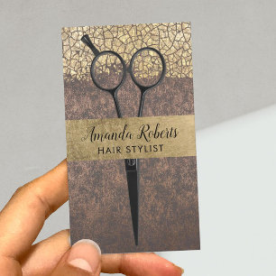 Haar-Stylist-Schwarzes Scissor stilvolles Gold u. Terminkarte