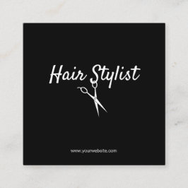 Haar-Stylist - Schwarzweiss-Scheren Quadratische Visitenkarte