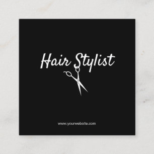 Haar-Stylist - Schwarzweiss-Scheren Quadratische Visitenkarte