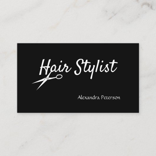 Haar-Stylist - Schwarzweiss-Scheren Visitenkarte (Vorderseite)