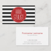 Haar-Stylist-Schwarzweiss-Streifen-Geschäfts-Karte Visitenkarte (Vorne/Hinten)