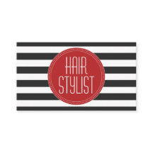 Haar-Stylist-Schwarzweiss-Streifen-Geschäfts-Karte