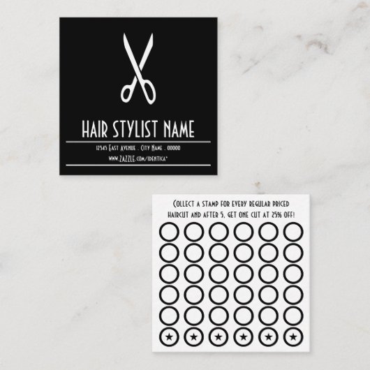 Haar-Stylist scissors Briefmarkenkarte Treuekarte (Vorne/Hinten)