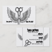 Haar-Stylist scissors Flügeltätowierung retro Visitenkarte (Vorne/Hinten)